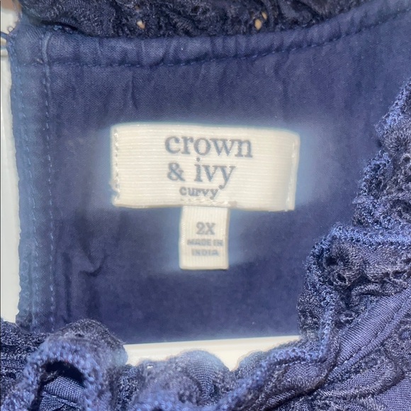 CROWN & IVY Navy Blue Short Sleeve Dress - Picture 3 of 10